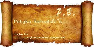 Petyka Barnabás névjegykártya